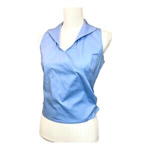Saks Fifth Avenue Blouse Blue Wrap Tie Top Blue Size 6